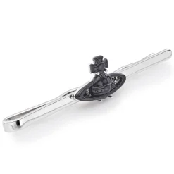Vivienne Westwood White Metal Black Suzon Tie Clip