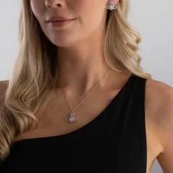 Vivienne Westwood White Metal Crystal Stud Earrings