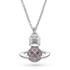 Vivienne Westwood White Metal Pink Crystal Pendant