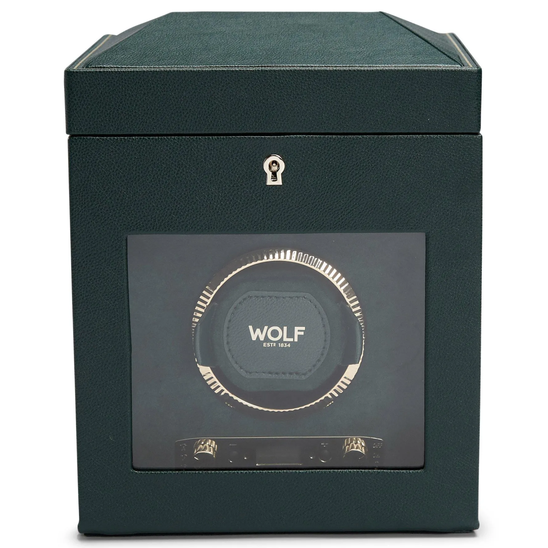 WOLF British Racing Green Single Watch Winder with Storage